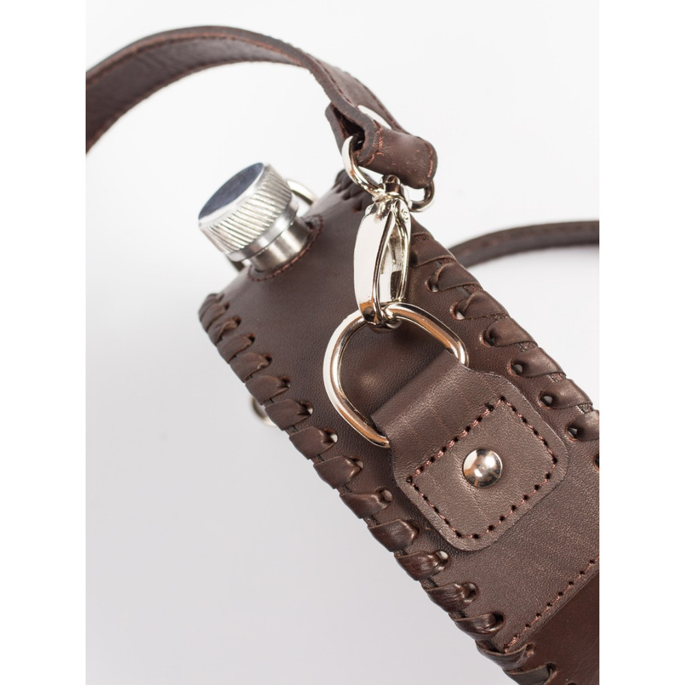 Frenzo gifts ФФ.41.СР.Т фляжка подарочная в кожаном чехле / Герб/ темно-коричневый