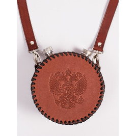 Frenzo gifts ФФ.42.Ч.Т фляжка подарочная в кожаном чехле / Герб / коричневый