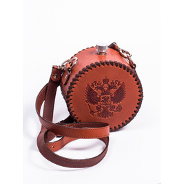 Frenzo gifts ФФ.44.К.Т фляжка подарочная в кожаном чехле / Герб / коричневый
