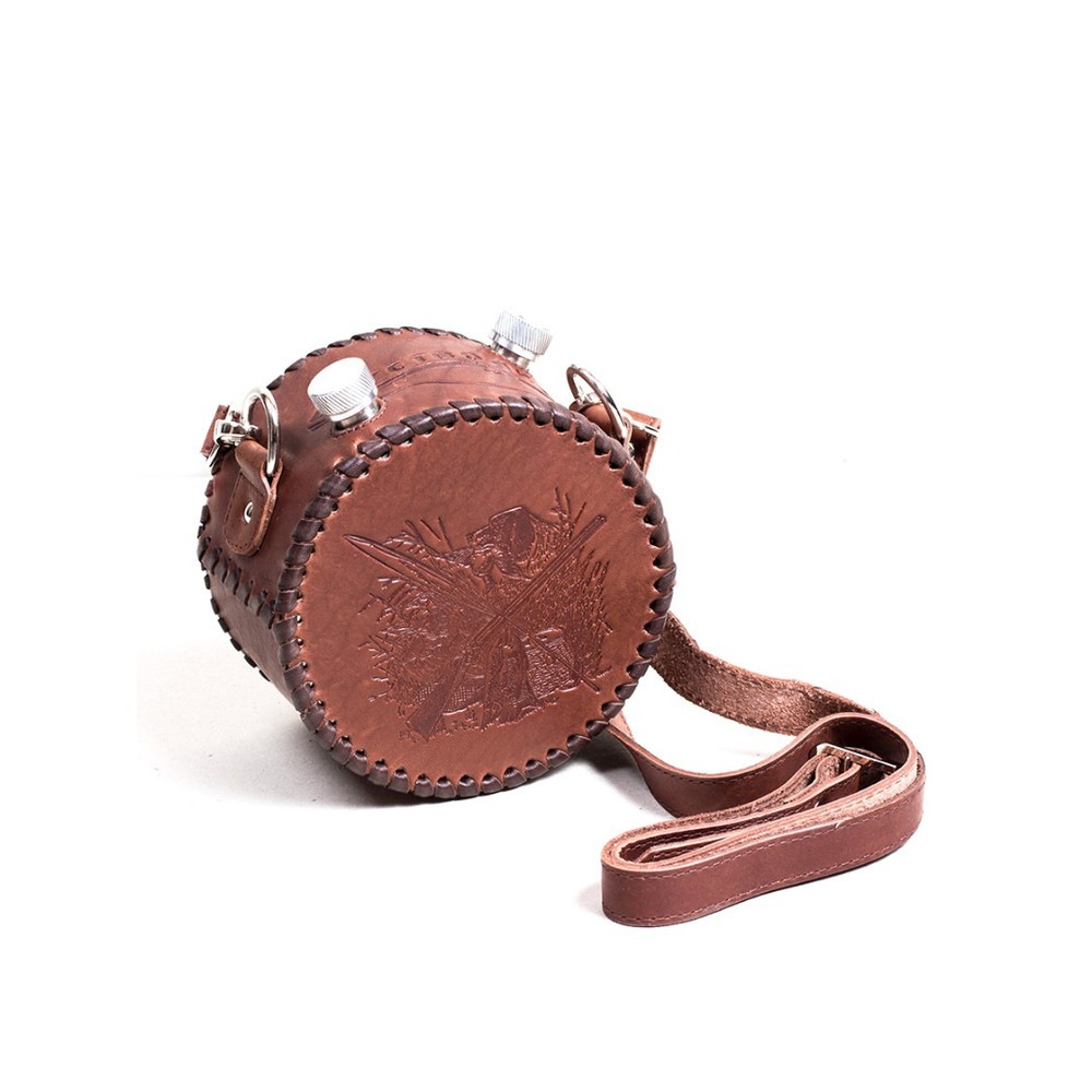 Frenzo gifts ФФ.42.Ч.Т фляжка подарочная в кожаном чехле / Охотник / коричневый