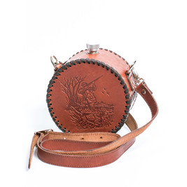 Frenzo gifts ФФ.44.К.Т фляжка подарочная в кожаном чехле / Охота / коричневый