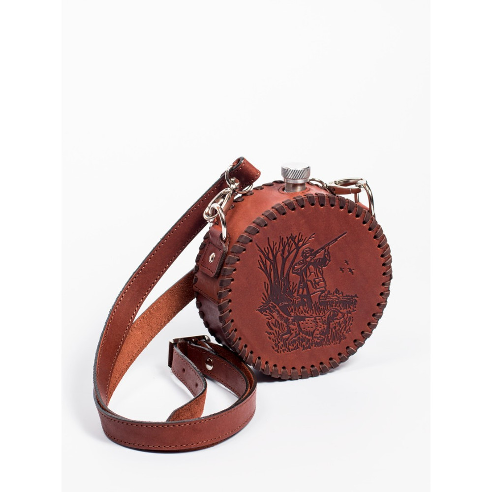 Frenzo gifts ФФ.41.СР.Т фляжка подарочная в кожаном чехле / Охота / коричневый