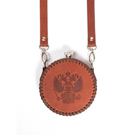 Frenzo gifts ФФ.41.СР.Т фляжка подарочная в кожаном чехле / Герб / коричневый