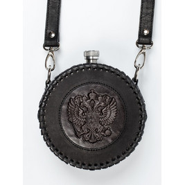 Frenzo gifts ФФ.54 фляжка подарочная в кожаном чехле / Герб / черный