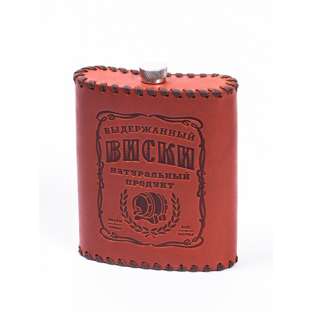 Frenzo gifts ФФ.61 фляжка подарочная в кожаном чехле / Виски / коричневый